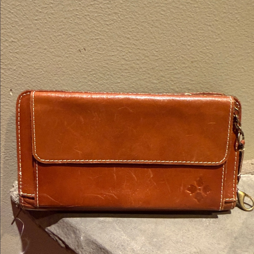 Patricia Nash wallet crossbody clutch brown leather with removable strap